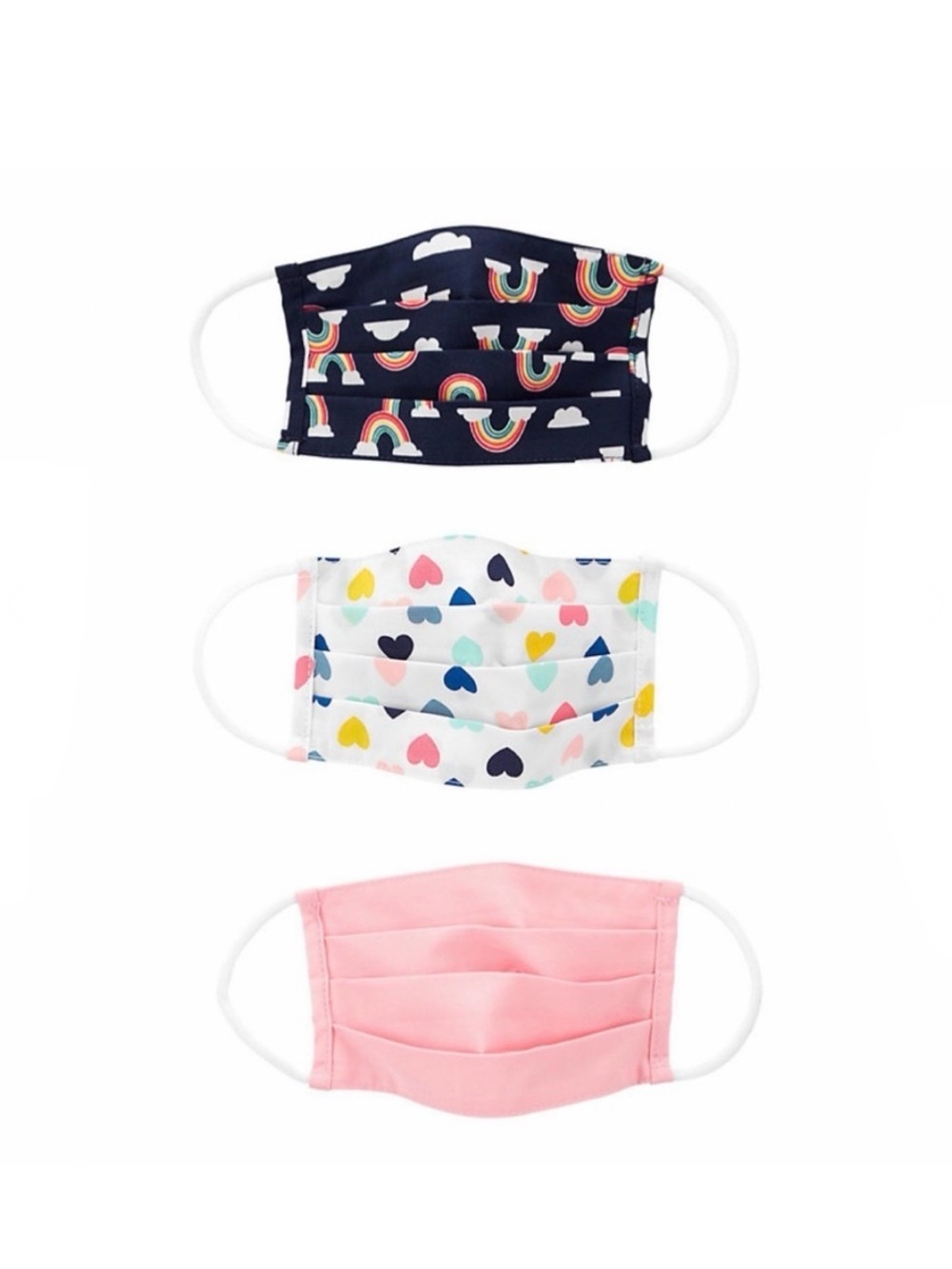 CARTER’S HEARTS/RAINBOWS WASHABLE CLOTH FACE MASKS - OS (NEW WITH TAGS) A14
